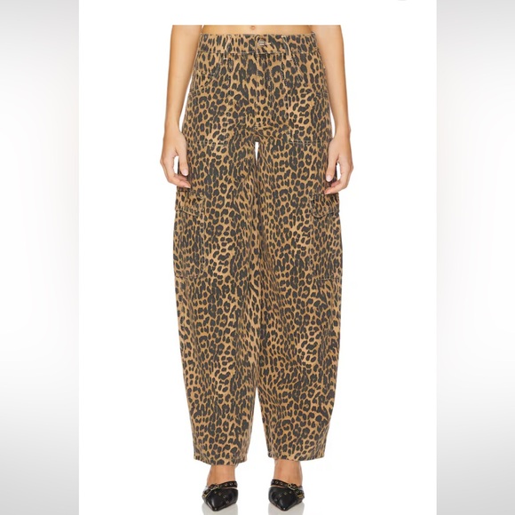 NWT Revolve Dio Cargo Jeans Leopard Damson Madder Leopard Print Pants UK 10 US 6 - Picture 3 of 12